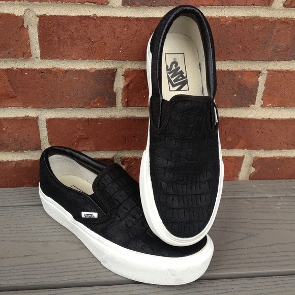 vans croc leather slip on